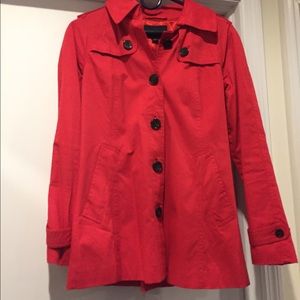 Banana Republic red trench coat.