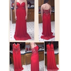 Red La Femme Prom dress.