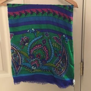 Vera Bradley Fringe Scarf Emerald Paisley