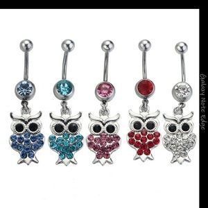 Red Owl belly button ring