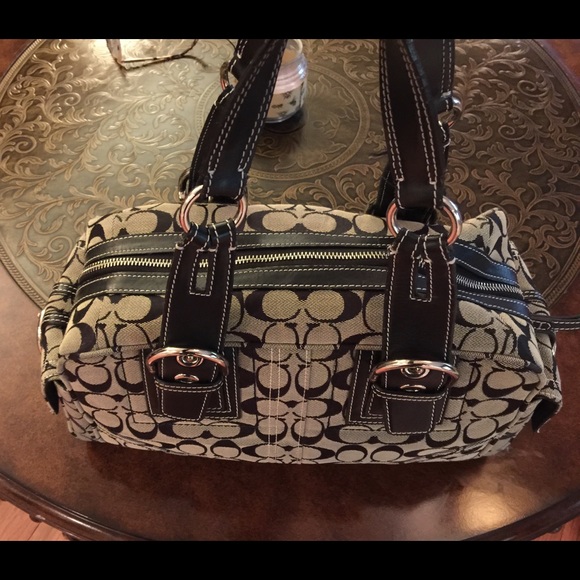 Rare gray and black original print Coach Handbag - Picture 1 of 4