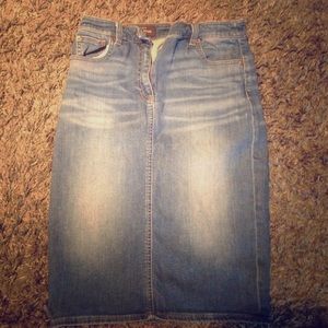 Denim pencil skirt