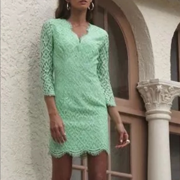 Lilly Pulitzer Meryl Dress 00 $348 NWT Green lace