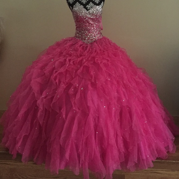 Beautiful, fuchsia quinceañera/prom dress