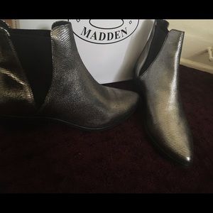 Steve Madden platinum booties.