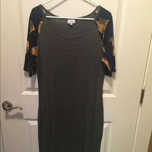 LuLaRoe bodycon dress feather detail