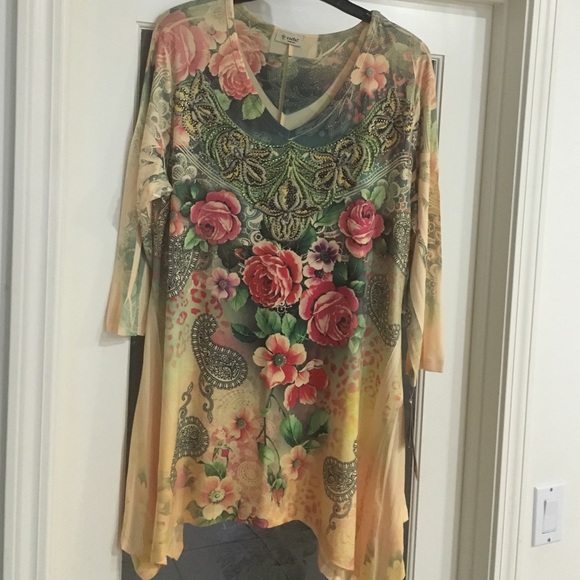 Flowing three-quarter length sleeve dress - Picture 1 of 4