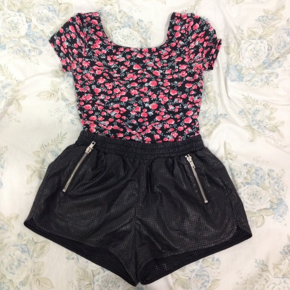 Faux leather dolphin shorts