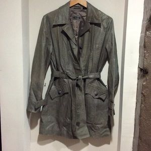 Butter soft olive green leather jacket by Tahari