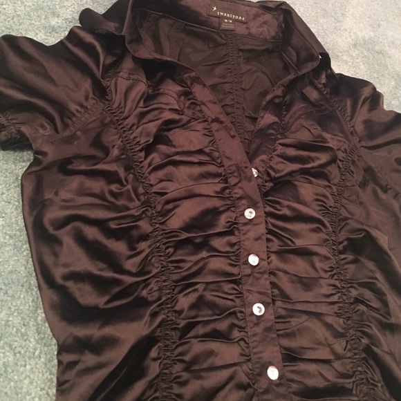 Rouched Crystal Button-Down Shirt Size M - Picture 1 of 3