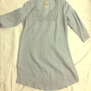 Blue linen tunic dress