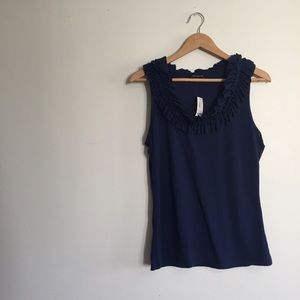 Navy Blue Ruffled Tank