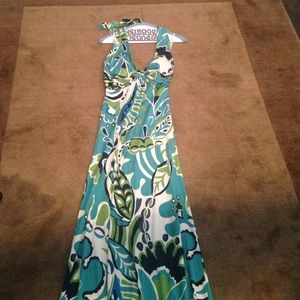 Beautiful green and blue halter maxi dress.
