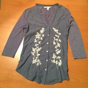 Lauren Conrad Denim Button down Top