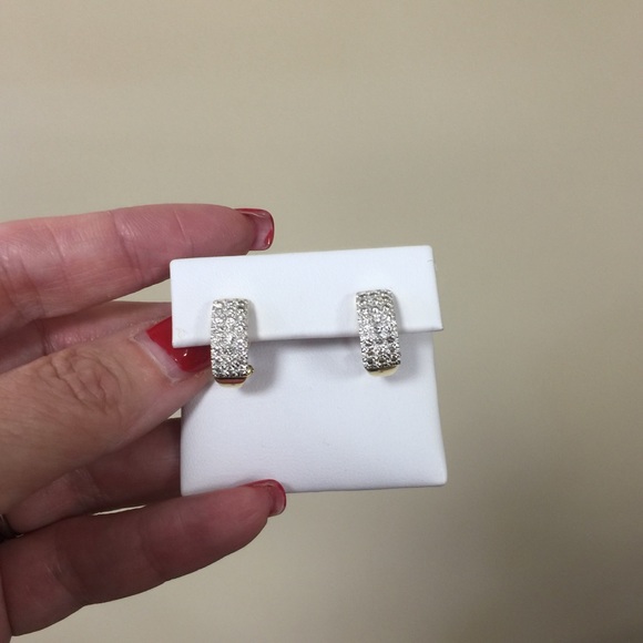 Diamond huggy earrings. SOLD - Picture 3 of 3