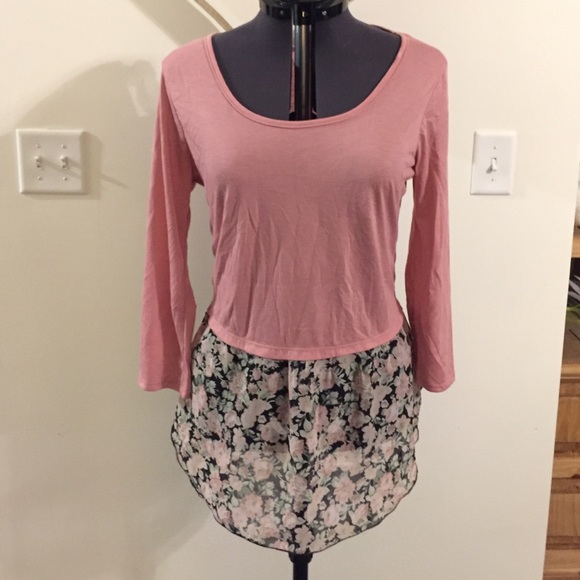 3 tops pink/flower print  & black/cheetah grey