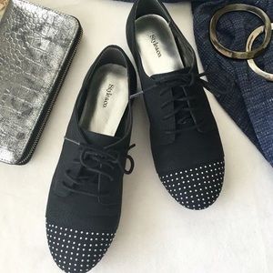 Black studded oxfords