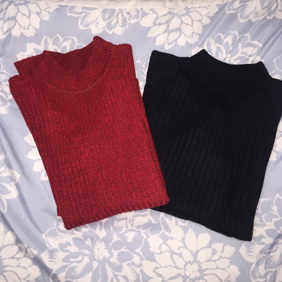 2 basic colors- red and black turtlenecks