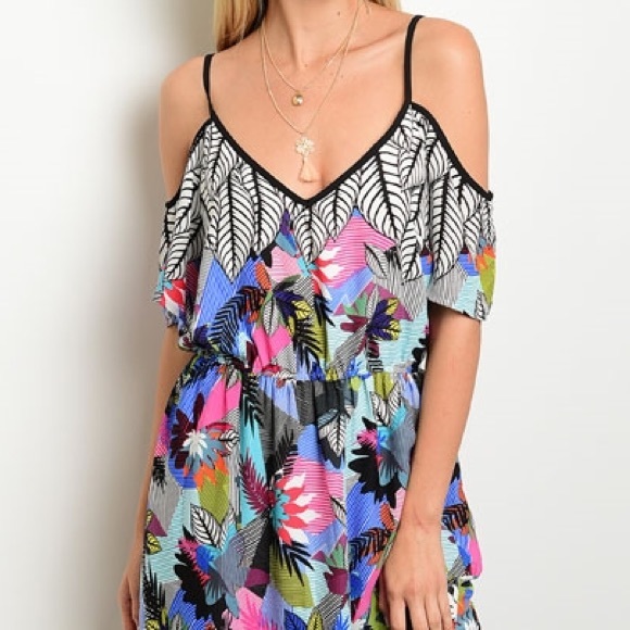Bright Tribal Cold Shoulder Maxi Dress - Picture 2 of 3