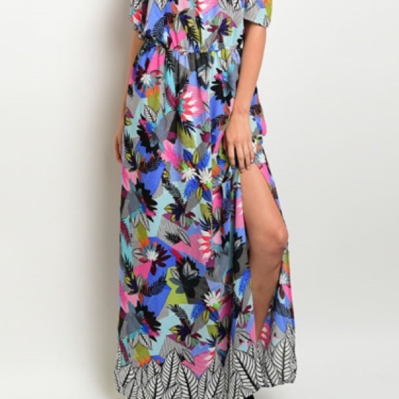 Bright Tribal Cold Shoulder Maxi Dress - Picture 3 of 3