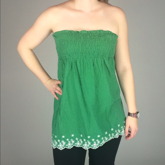 Deep Green  Strapless Top - Picture 1 of 3