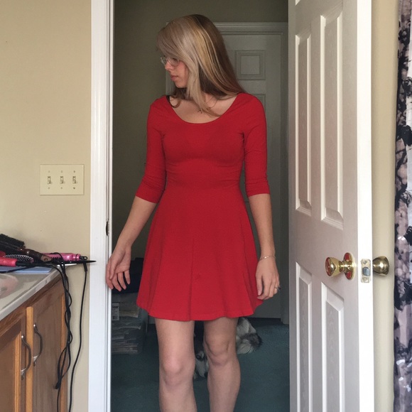 EXPRESS Red Skater Dress