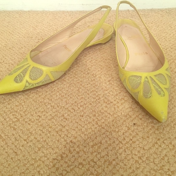 Christian Louboutin chartreuse flats sz 36.5