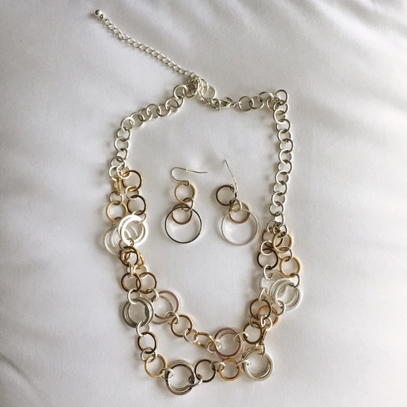 Anthropologie Jewelry - Gold Loop Necklace & Earrings Bundle Anthropologie Jewelry - Gold Loop Necklace & Earrings Bundle