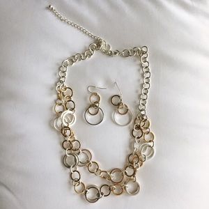 Anthropologie Jewelry - Gold Loop Necklace & Earrings Bundle Anthropologie Jewelry - Gold Loop Necklace & Earrings Bundle