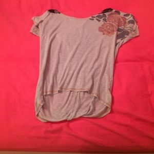 Size small, lace back, grey with flowers=shoulder