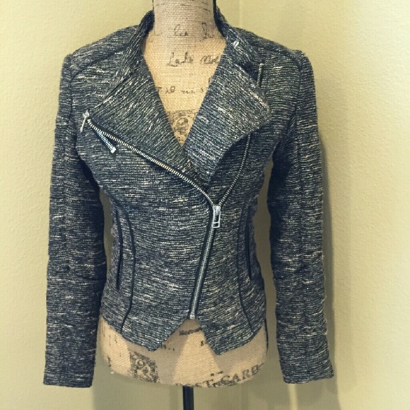 ❌SOLD❌H&M BLACK METALLIC TWEED MOTOBLAZER