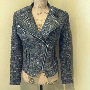 ❌SOLD❌H&M BLACK METALLIC TWEED MOTOBLAZER