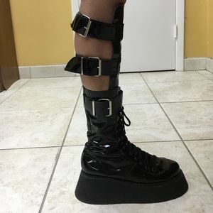 Goth industrial knee high boots