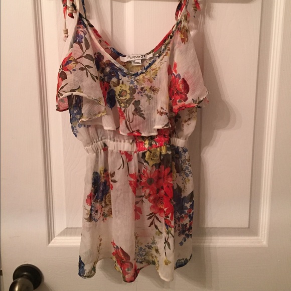 Floral sheer ruffle tank - Picture 2 of 4