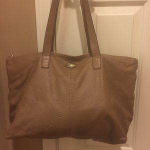 Coach embossed beige tote