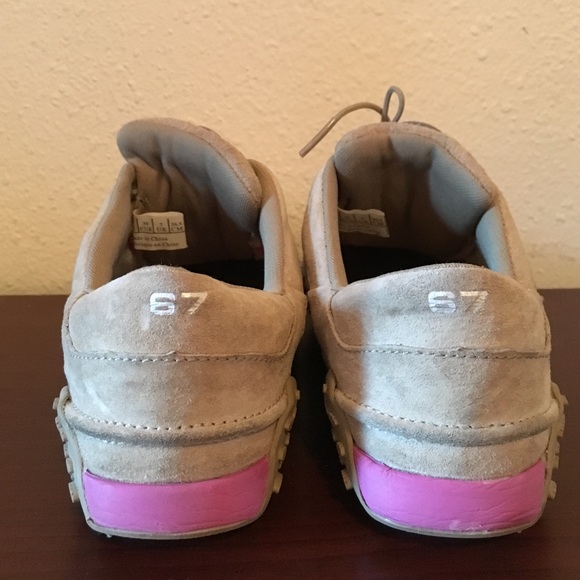 Polo Ralph Lauren- Tan/Pink suede sneakers sz 8.5 - Picture 3 of 4