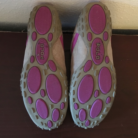 Polo Ralph Lauren- Tan/Pink suede sneakers sz 8.5 - Picture 4 of 4