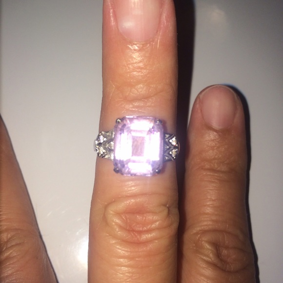 Vintage light purple gemstone ring 925 silver