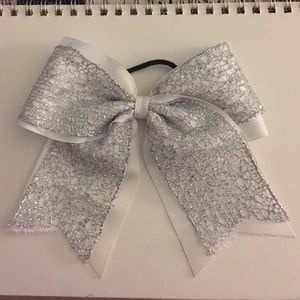 White and silver hair bow