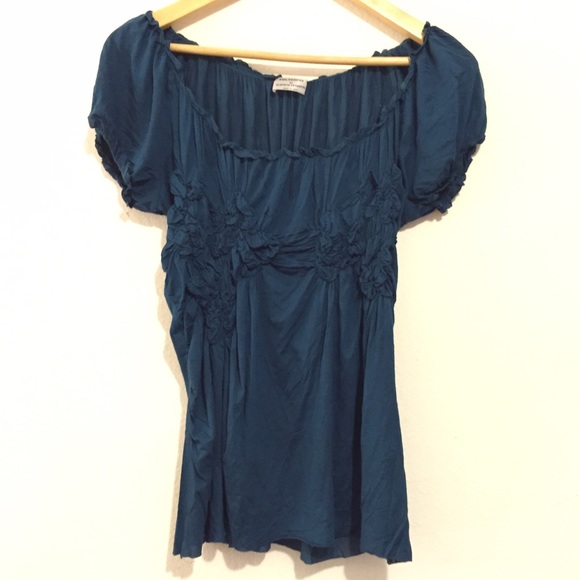 💙Alberta Ferretti Draped blouse in deep blue sea