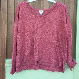 Burgundy burn out sweater. Old Navy