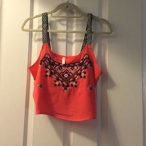 Coral orange target crop top