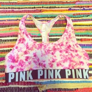 VS Pink Crop Bra Top Pink Tie Dye