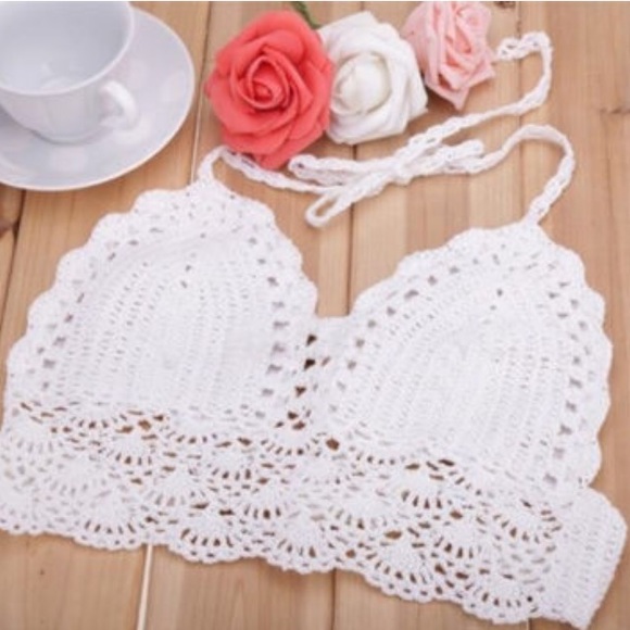 TOP KNIT CROCHET CAMI SUMMER BIKINI BRA - Picture 5 of 7