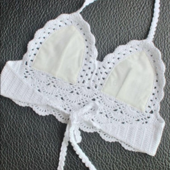 TOP KNIT CROCHET CAMI SUMMER BIKINI BRA - Picture 6 of 7