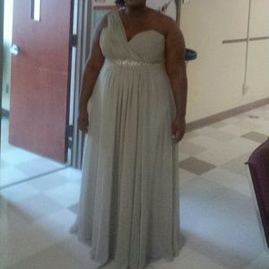 Beautiful taupe one shoulder gown-formal