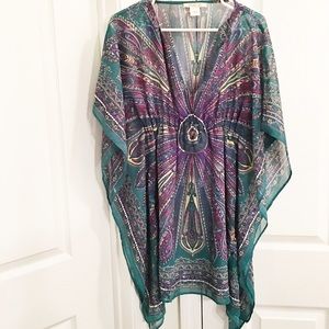 Arden B. Sequined Sheer boho tunic