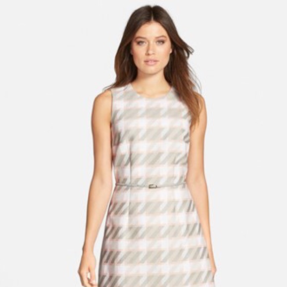 Hugo Boss Dresses & Skirts - Diemoni' Belted Houndstooth Tweed A-Line Dress