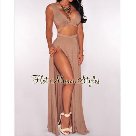 Toffee Double Slit Maxi Dress
