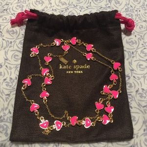 Pink Enamel Spades w/ Gold SPADE-TO-SPADE Necklace